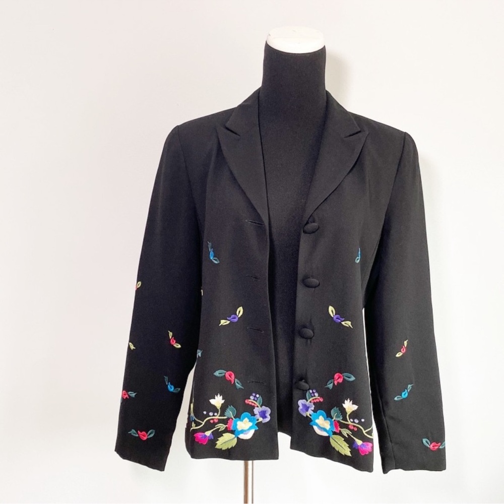 Vintage SHOMI Miller Shor Black Floral Embroidered Blazer